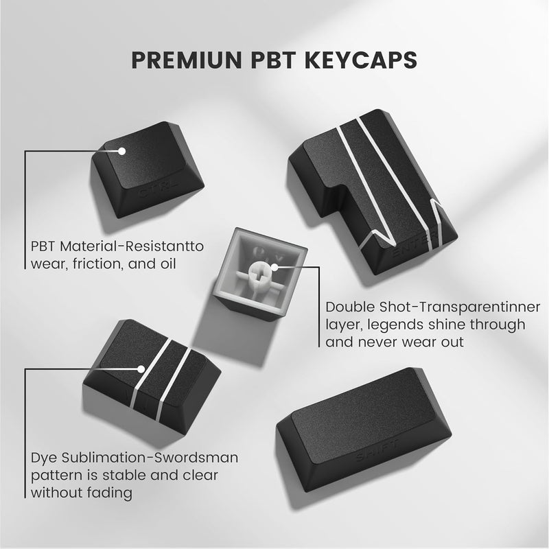 Rainy75 PBT Keycaps-Cherry Key caps, Heart Design Dye Sublimation 130 Keys Set for Cherry Gateron MX Switches Keyboards, Black - Image 3